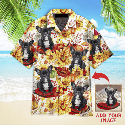 French Bulldog Hawaiian Shirt Custom Photo, Dog Happy On Autumn Personalized Hawaiian Shirt - Perfect Gift For Dog Lovers, Family, Friends - Amzanimalsgift