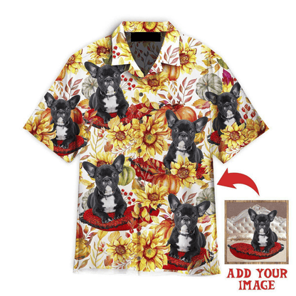 French Bulldog Hawaiian Shirt Custom Photo, Dog Happy On Autumn Personalized Hawaiian Shirt - Perfect Gift For Dog Lovers, Family, Friends - Amzanimalsgift