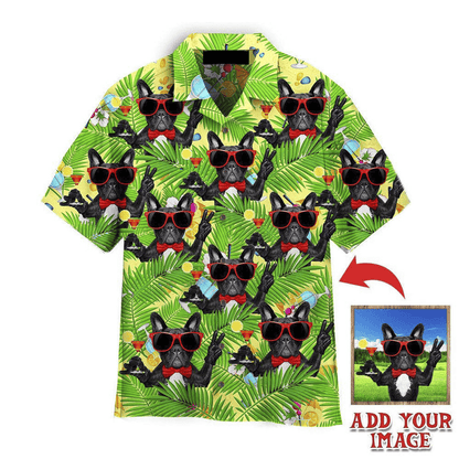 French Bulldog Hawaiian Shirt Custom Photo, Dog Holding Martini Cocktail Personalized Hawaiian Shirt - Perfect Gift For Dog Lovers, Family, Friends - Amzanimalsgift