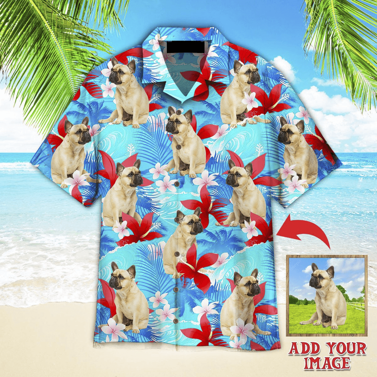 French Bulldog Hawaiian Shirt Custom Photo, French Bulldog Happy With Summer Beach Personalized Hawaiian Shirts - Gift For Dog Lovers, Family, Friends - Amzanimalsgift