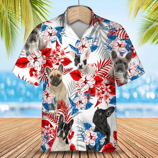 French Bulldog Hawaiian Shirt - French Bulldog American Flag Hawaiian Shirt - Perfect Gift For Friend, Family - Amzanimalsgift