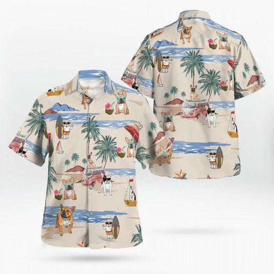 French Bulldog Hawaiian Shirt, French Bulldog Beach Pattern Hawaiian Shirt, Aloha Shirt For Summer - Perfect Gift For Men, Women, Dog Lover, Friend - Amzanimalsgift
