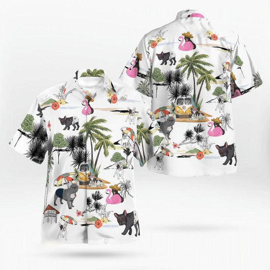 French Bulldog Hawaiian Shirt, French Bulldog Palm Tree Hawaiian Shirt, Bulldog Aloha Shirt- Perfect Gift For Men, Women, Dog Lover, Friend, Family - Amzanimalsgift