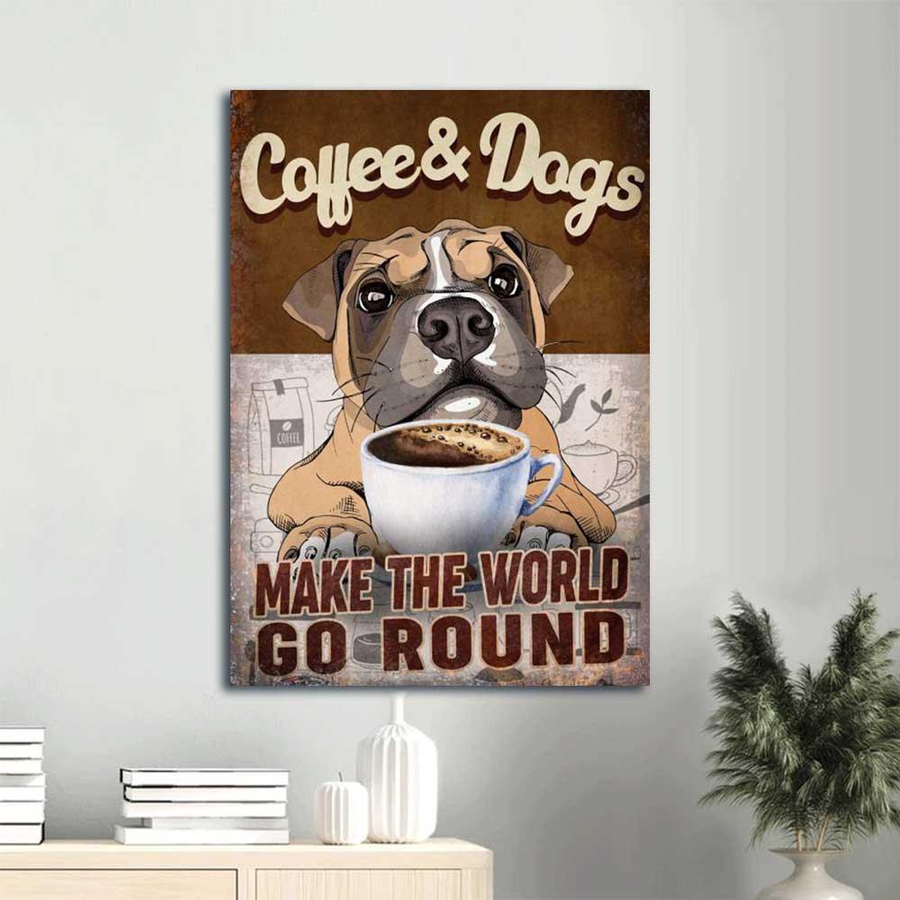 French Bulldog Portrait Canvas - French Bulldog Coffee And Dogs Make The World Go Round Canvas - Gift For Lovers Dog, Family, Friends - Amzanimalsgift