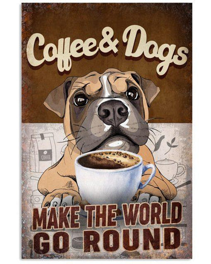 French Bulldog Portrait Canvas - French Bulldog Coffee And Dogs Make The World Go Round Canvas - Gift For Lovers Dog, Family, Friends - Amzanimalsgift