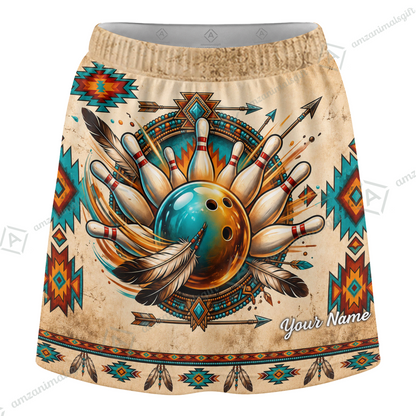 Customized Bowling Trouser Skirts With Shorts Underneath, Bowling Native American With Pockets