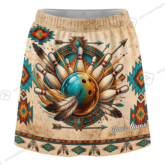 Customized Bowling Trouser Skirts With Shorts Underneath, Bowling Native American With Pockets