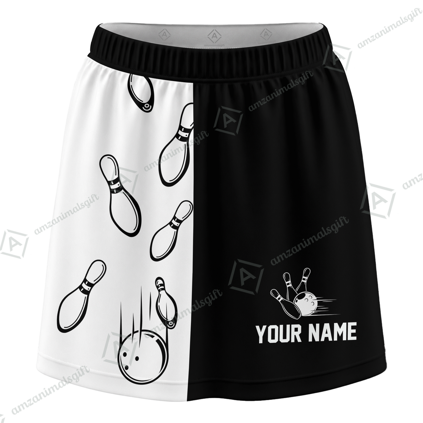 Customized Bowling Trouser Skirts With Shorts Underneath, Bowling Split Color With Pockets