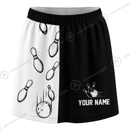 Customized Bowling Trouser Skirts With Shorts Underneath, Bowling Split Color With Pockets