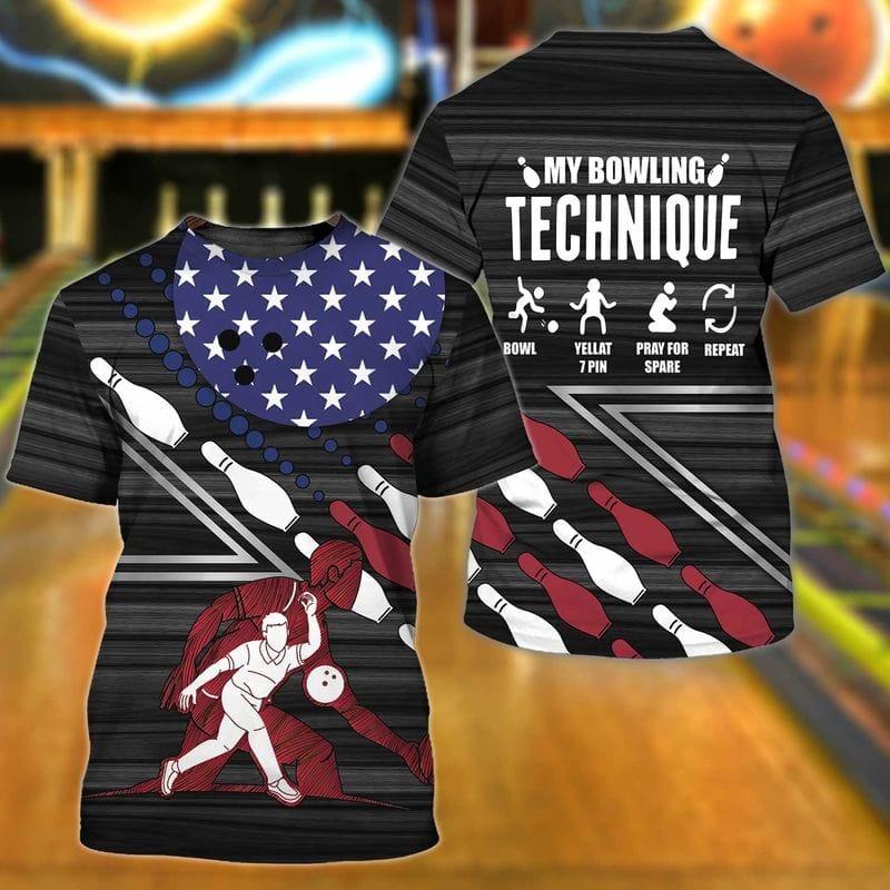 Funny Bowling T Shirt, My Bowling Technique T Shirt, Bowling Player Shirt For Men And Women - Perfect Gift For Bowling Lovers, Bowlers - Amzanimalsgift