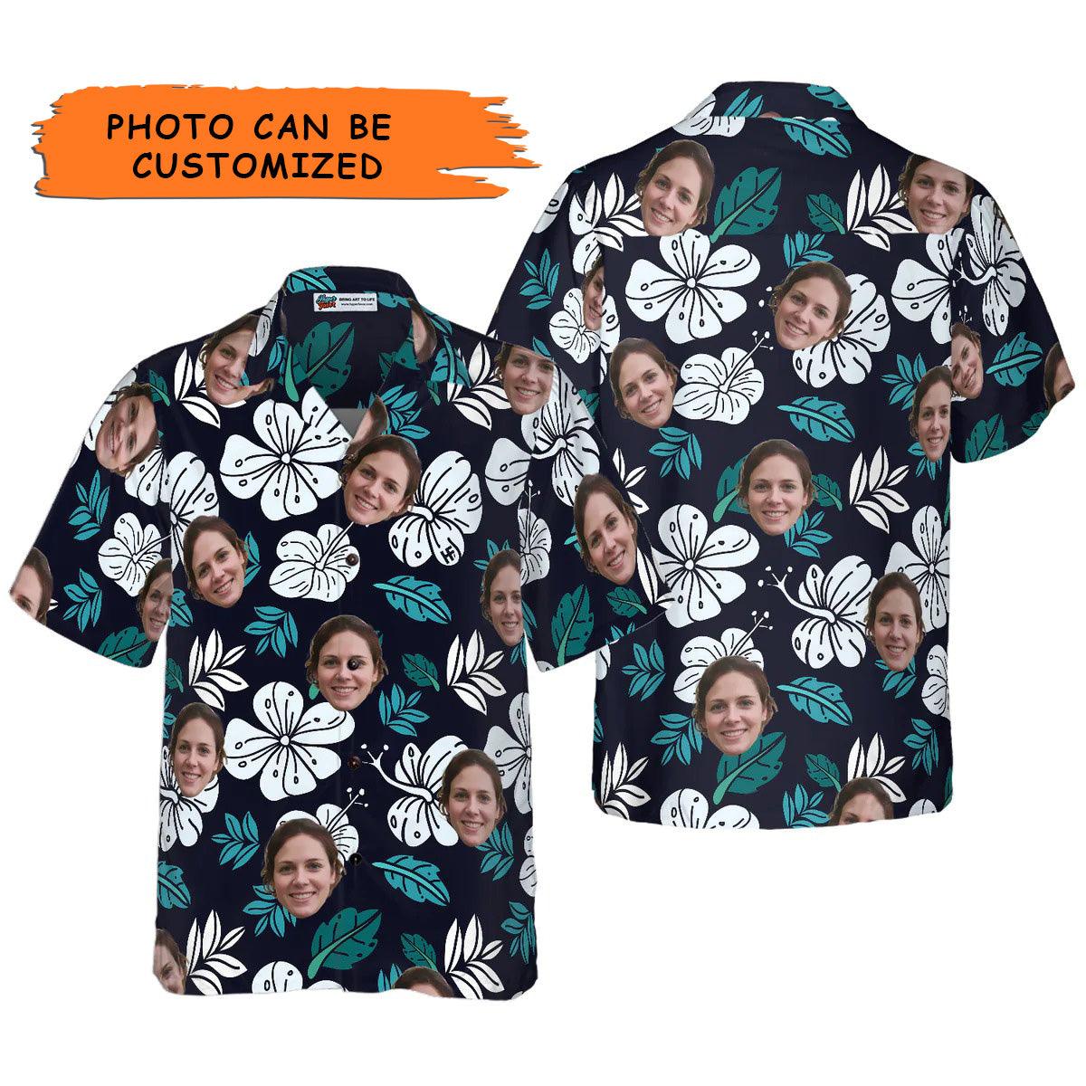 Funny Custom Face Floral Pattern seamless Hawaiian Shirt, Custom Photo Hawaiian Shirt - Personalized Summer Gifts For Men, Women - Amzanimalsgift