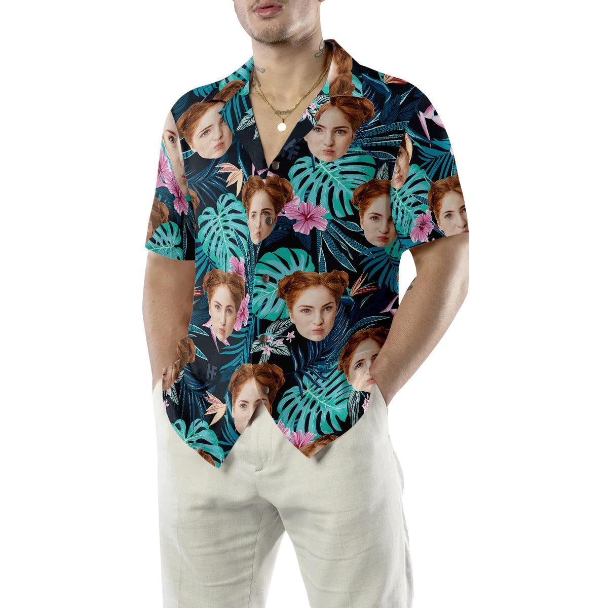 Funny Custom Face Tropical Pattern Hawaiian Shirt, Custom Photo Hawaiian Shirt - Personalized Summer Gifts For Men, Women - Amzanimalsgift