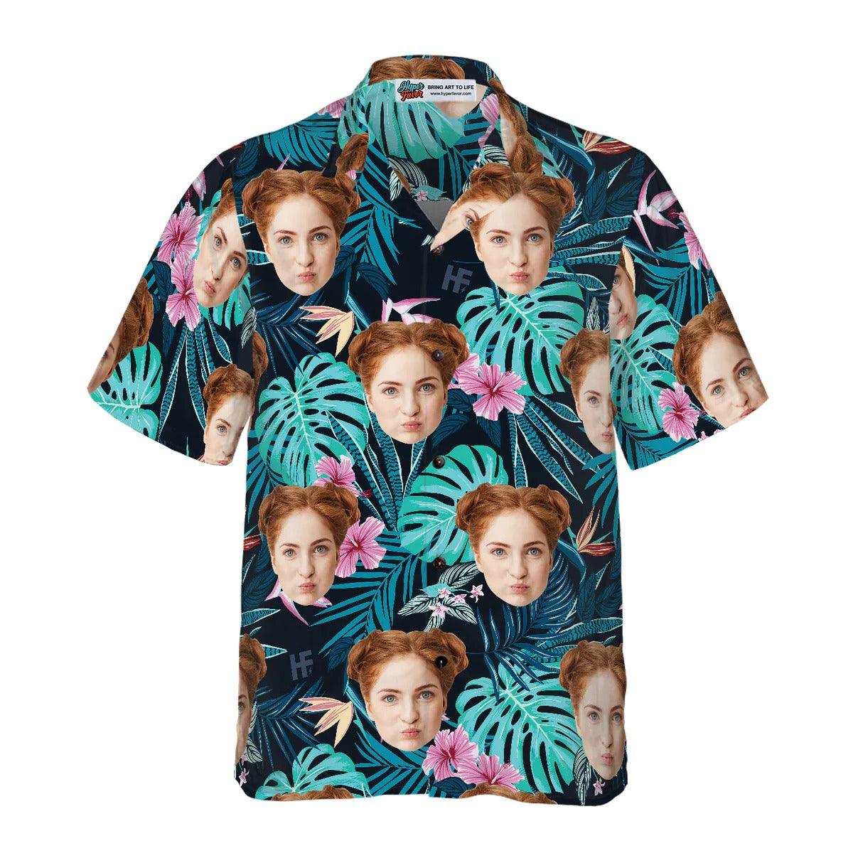 Funny Custom Face Tropical Pattern Hawaiian Shirt, Custom Photo Hawaiian Shirt - Personalized Summer Gifts For Men, Women - Amzanimalsgift
