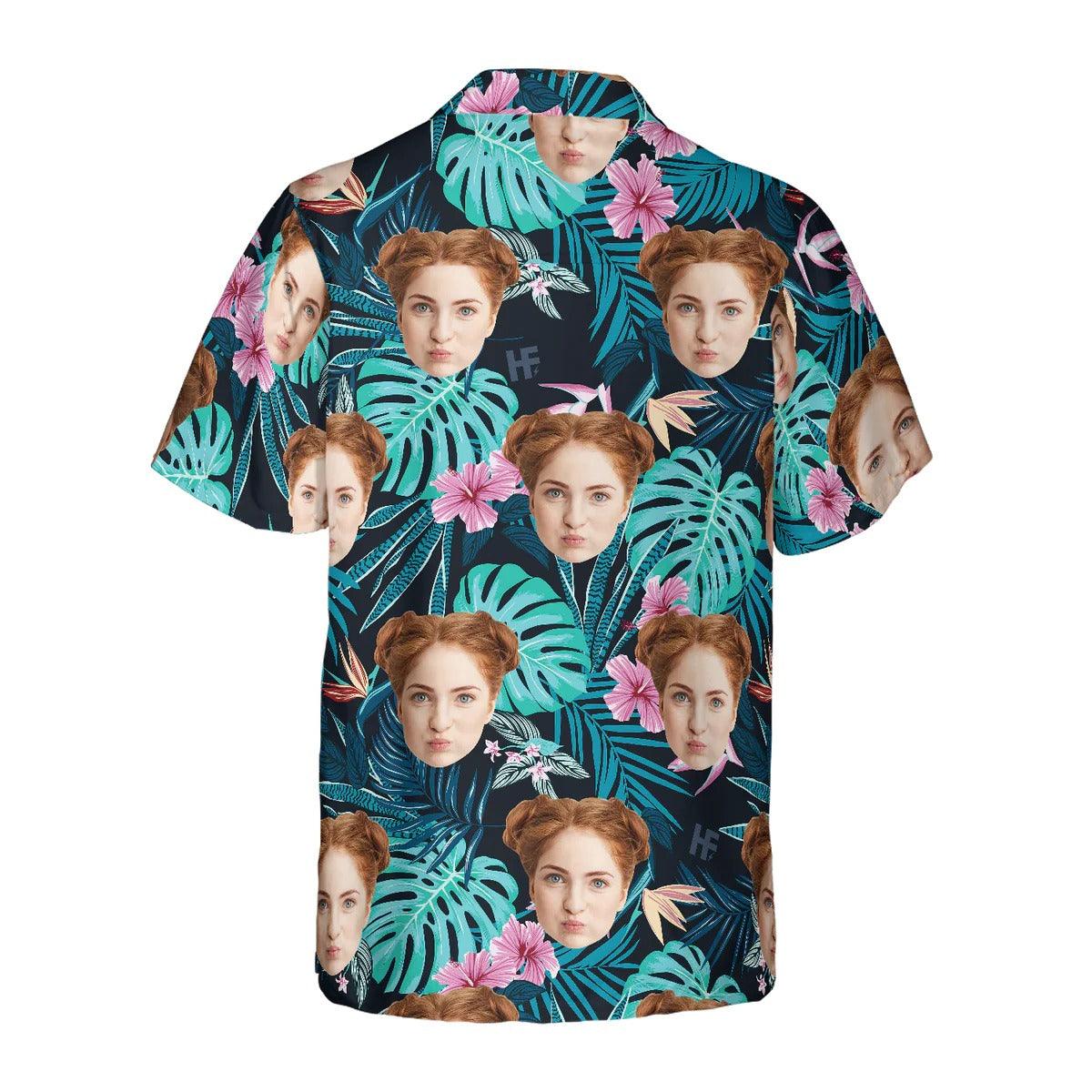 Funny Custom Face Tropical Pattern Hawaiian Shirt, Custom Photo Hawaiian Shirt - Personalized Summer Gifts For Men, Women - Amzanimalsgift