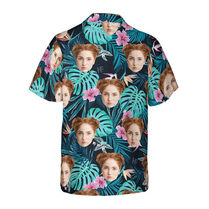Funny Custom Face Tropical Pattern Hawaiian Shirt, Custom Photo Hawaiian Shirt - Personalized Summer Gifts For Men, Women - Amzanimalsgift