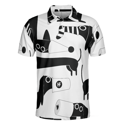 Funny Dachshund Men Polo Shirt, All My Dog Dachshund Shirt For Men, Black And White Dog Lover Polo Shirt, Gift For Dog Lovers - Amzanimalsgift