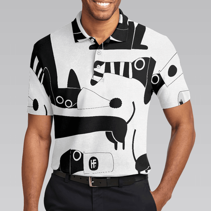 Funny Dachshund Men Polo Shirt, All My Dog Dachshund Shirt For Men, Black And White Dog Lover Polo Shirt, Gift For Dog Lovers - Amzanimalsgift