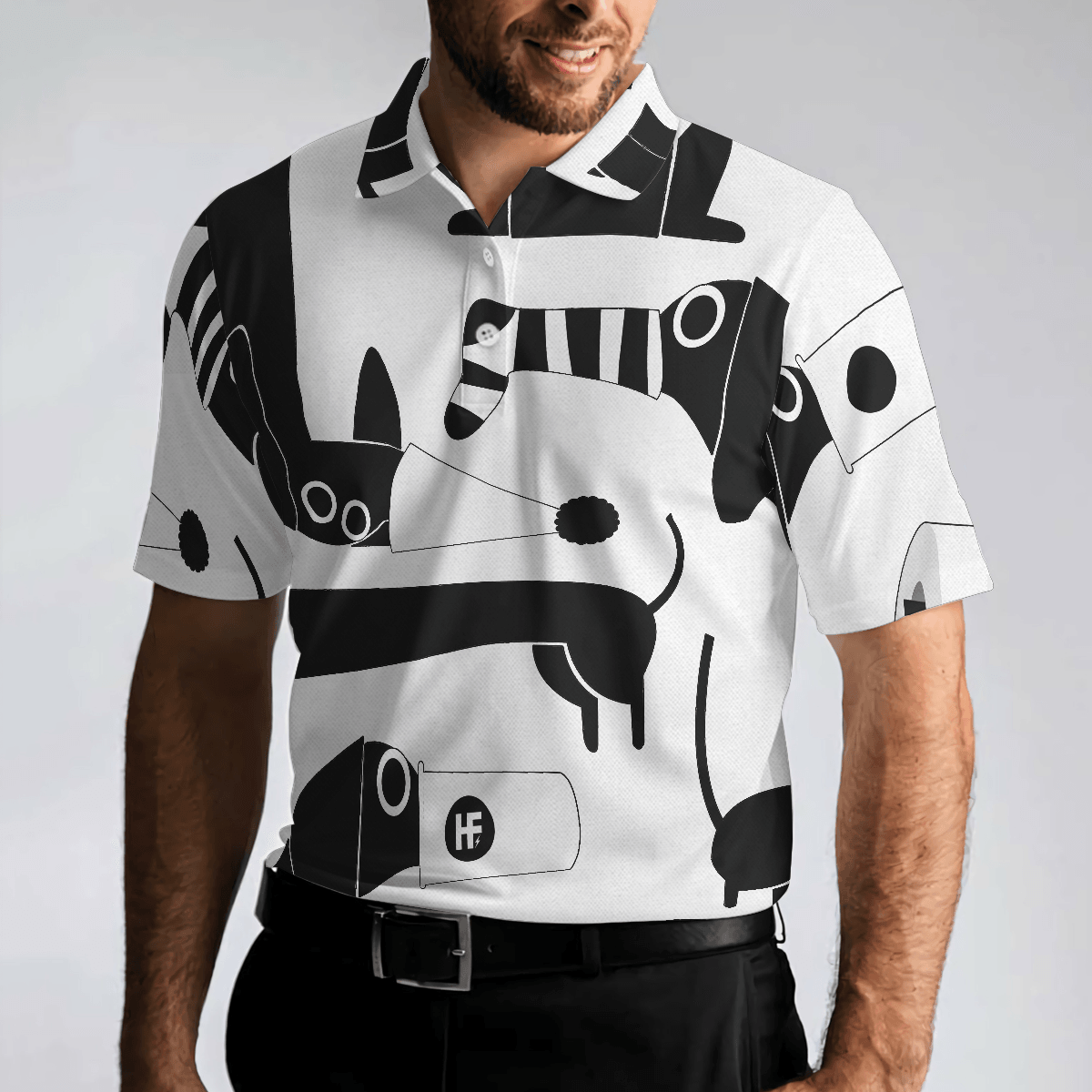 Funny Dachshund Men Polo Shirt, All My Dog Dachshund Shirt For Men, Black And White Dog Lover Polo Shirt, Gift For Dog Lovers - Amzanimalsgift