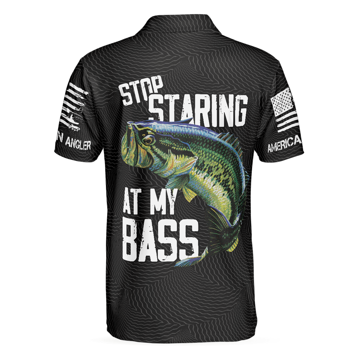 Funny Fishing Men Polo Shirt, Funny Size Matters, Stop Staring At My Bass American Flag Fishing Shirt For Men, Gift For Fishing Lovers - Amzanimalsgift