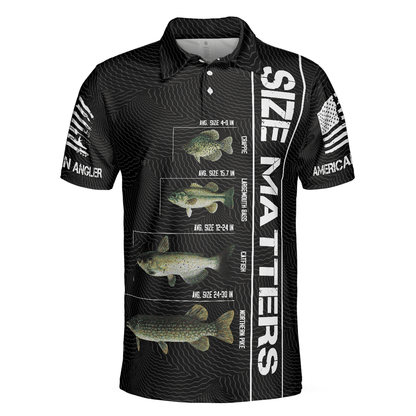 Funny Fishing Men Polo Shirt, Funny Size Matters, Stop Staring At My Bass American Flag Fishing Shirt For Men, Gift For Fishing Lovers - Amzanimalsgift