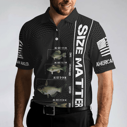 Funny Fishing Men Polo Shirt, Funny Size Matters, Stop Staring At My Bass American Flag Fishing Shirt For Men, Gift For Fishing Lovers - Amzanimalsgift
