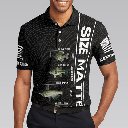 Funny Fishing Men Polo Shirt, Funny Size Matters, Stop Staring At My Bass American Flag Fishing Shirt For Men, Gift For Fishing Lovers - Amzanimalsgift