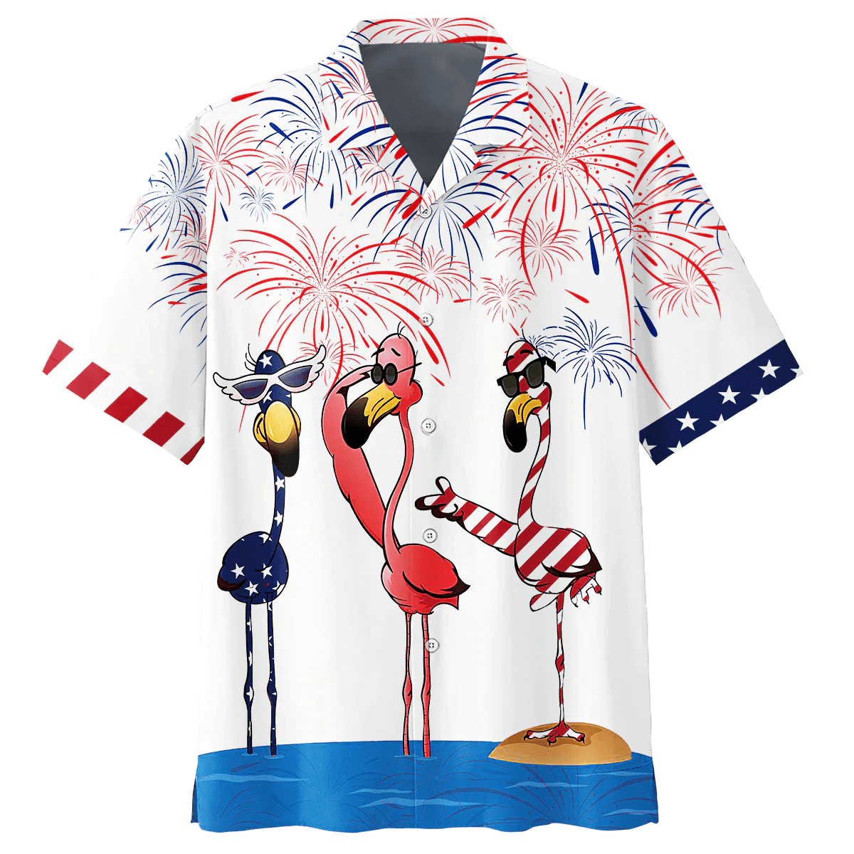 Funny Flamingo Aloha Hawaiian Shirts For Summer, Independence Day Is Coming, Happy 4th of July Hawaiian Shirt For Men Women, Gift For Flamingo Lovers - Amzanimalsgift