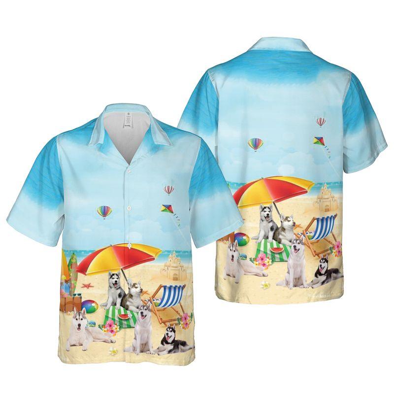 Funny Siberian Husky Dog Aloha Hawaiian Shirts For Summer, Dog Beach Picture Hawaiian Shirt For Men Women, Best Gift For Dog Lovers, Dog Mom Dad - Amzanimalsgift