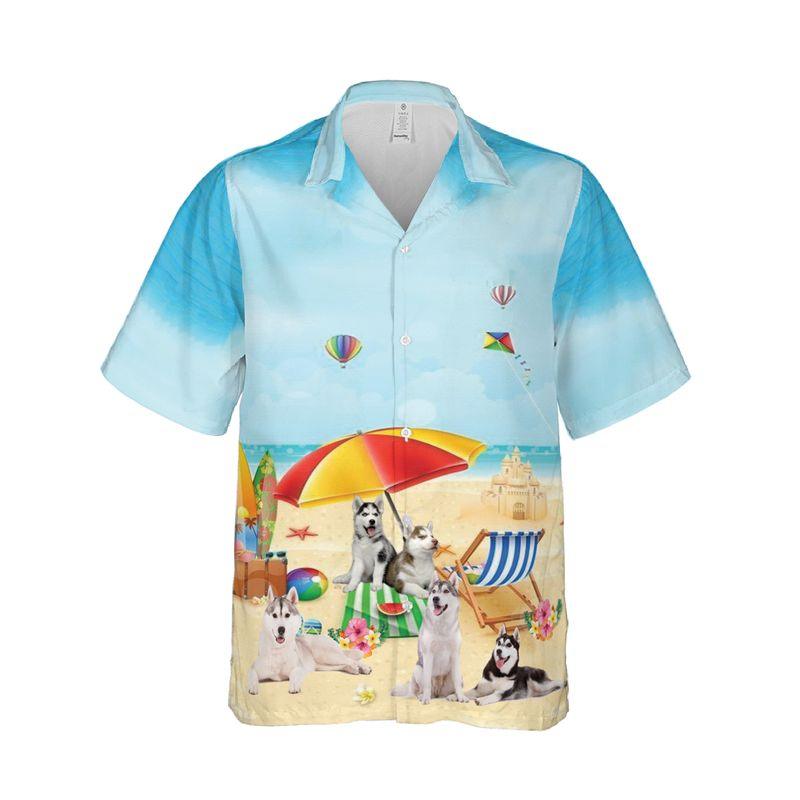 Funny Siberian Husky Dog Aloha Hawaiian Shirts For Summer, Dog Beach Picture Hawaiian Shirt For Men Women, Best Gift For Dog Lovers, Dog Mom Dad - Amzanimalsgift