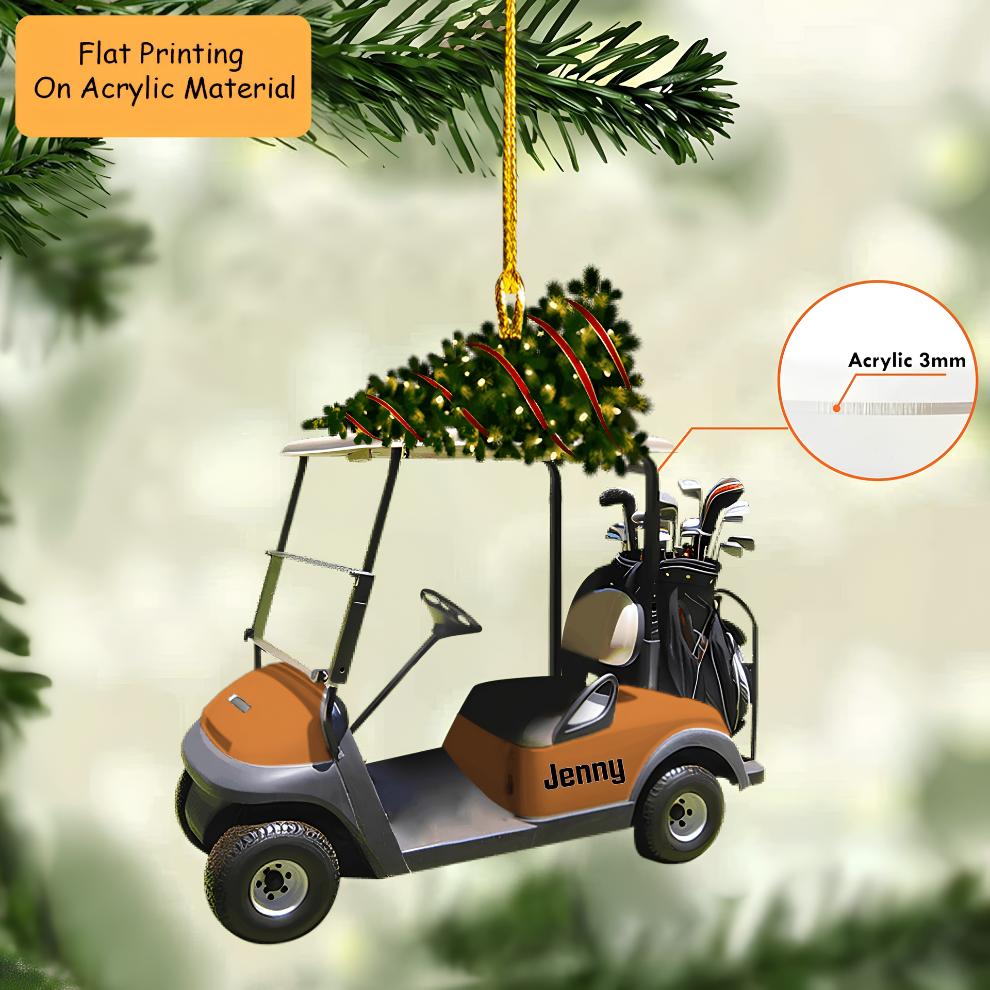 Personalized Golf  Cart Acrylic Ornament, Golf Keychain, Car Ornament, Christmas Ornament Gifts