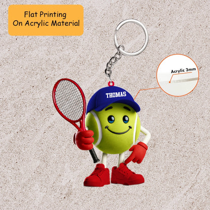 Personalized Tennis Ball Mascot Christmas Ornament, Custom Bowling Christmas Gift, Keychain Bowling, Car Ornament Bowling