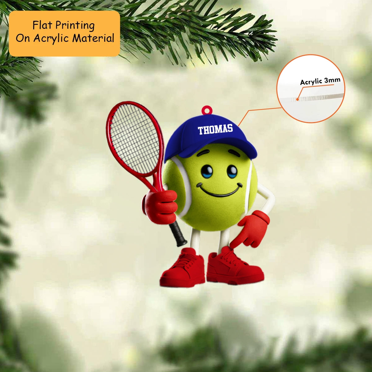 Personalized Tennis Ball Mascot Christmas Ornament, Custom Bowling Christmas Gift, Keychain Bowling, Car Ornament Bowling