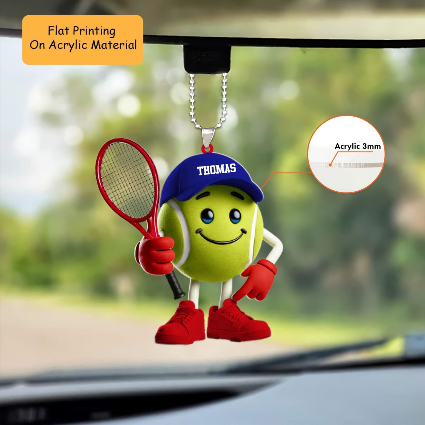 Personalized Tennis Ball Mascot Christmas Ornament, Custom Bowling Christmas Gift, Keychain Bowling, Car Ornament Bowling