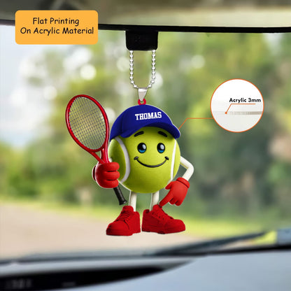 Personalized Tennis Ball Mascot Christmas Ornament, Custom Bowling Christmas Gift, Keychain Bowling, Car Ornament Bowling