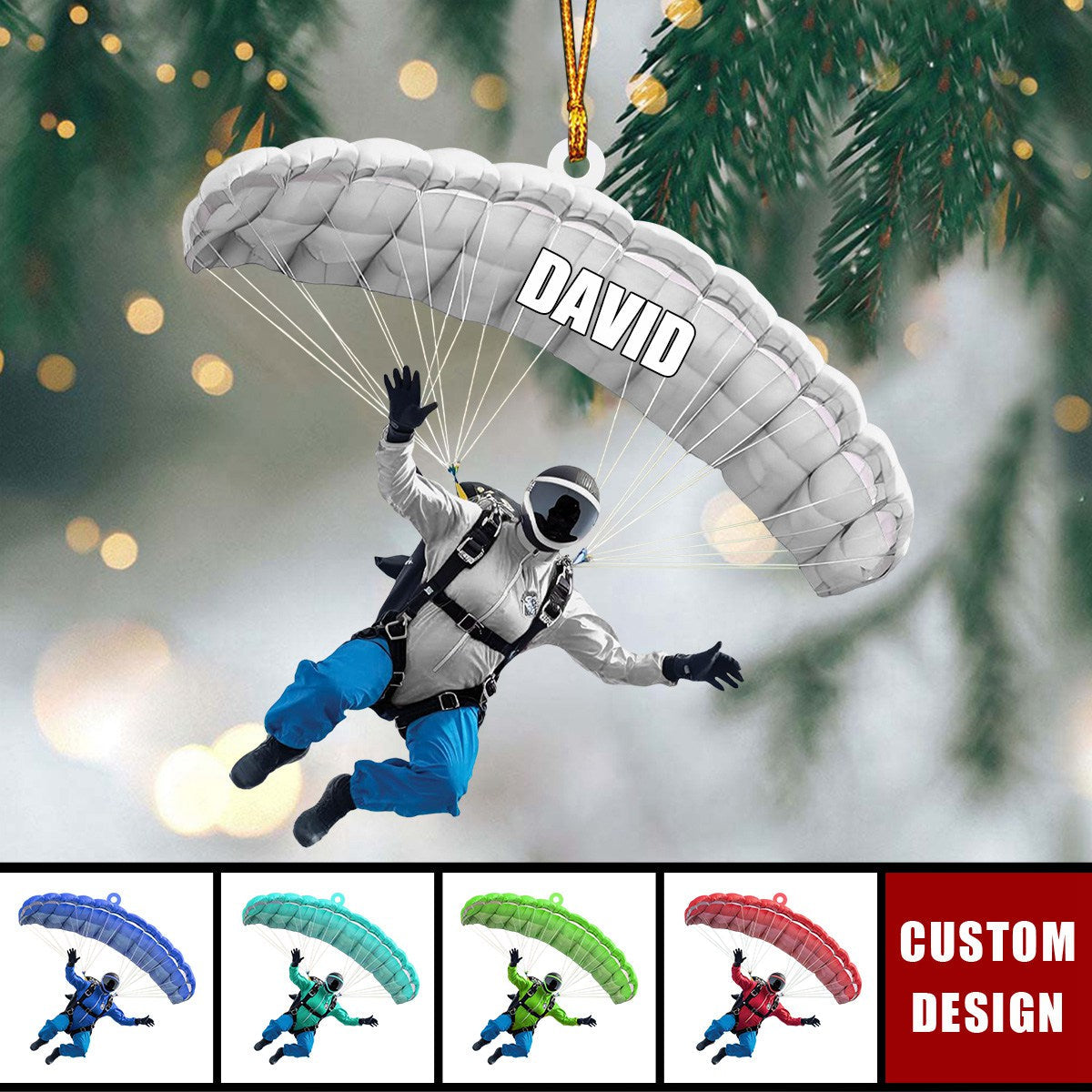 Personalized Paragliding Skydiving Flat Acrylic Ornament, Meaningful Ornament Gifts For Paragliding Skydiving Lovers