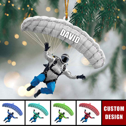 Personalized Paragliding Skydiving Flat Acrylic Ornament, Meaningful Ornament Gifts For Paragliding Skydiving Lovers