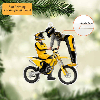 Personalized Motocross Christmas Ornament, Couple Motocross Rider, Custom Ornament Christmas Gift, Keychain Motocross, Car Ornament Motocross