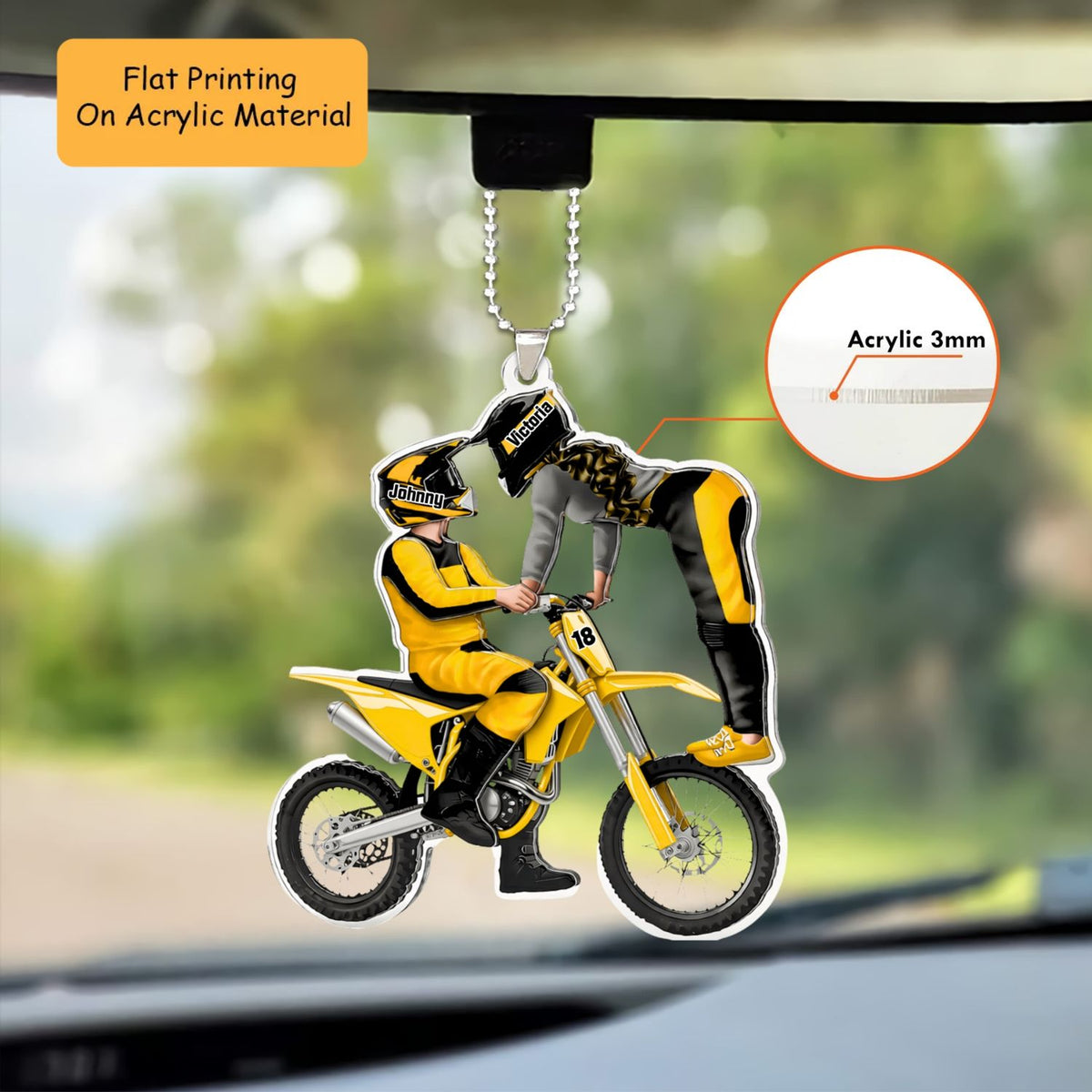 Personalized Motocross Christmas Ornament, Couple Motocross Rider, Custom Ornament Christmas Gift, Keychain Motocross, Car Ornament Motocross