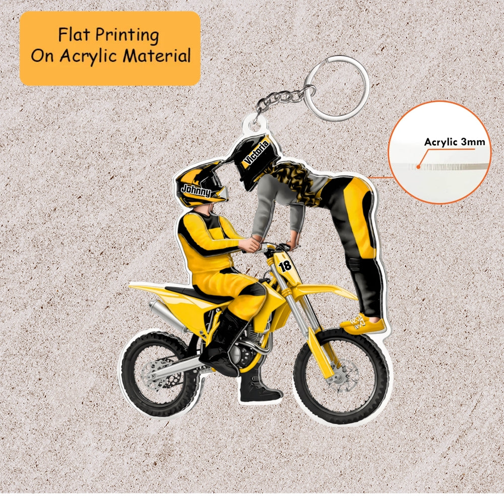 Personalized Motocross Christmas Ornament, Couple Motocross Rider, Custom Ornament Christmas Gift, Keychain Motocross, Car Ornament Motocross