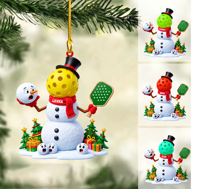 Personalized Pickleball Player Christmas Ornament, Headless Snowman Holding Paddle, Custom Ornament Christmas Gift, Keychain Pickleball, Car Ornament Pickleball