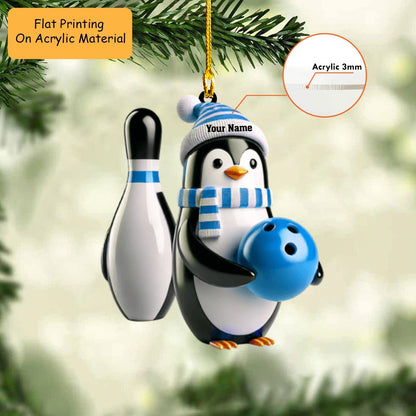 Personalized Bowling Ball Holding Pins Acrylic Ornament, Bowling Keychain, Car Ornament, Christmas Ornament Gifts