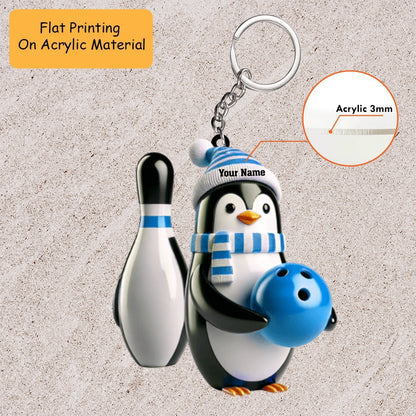 Personalized Bowling Ball Holding Pins Acrylic Ornament, Bowling Keychain, Car Ornament, Christmas Ornament Gifts