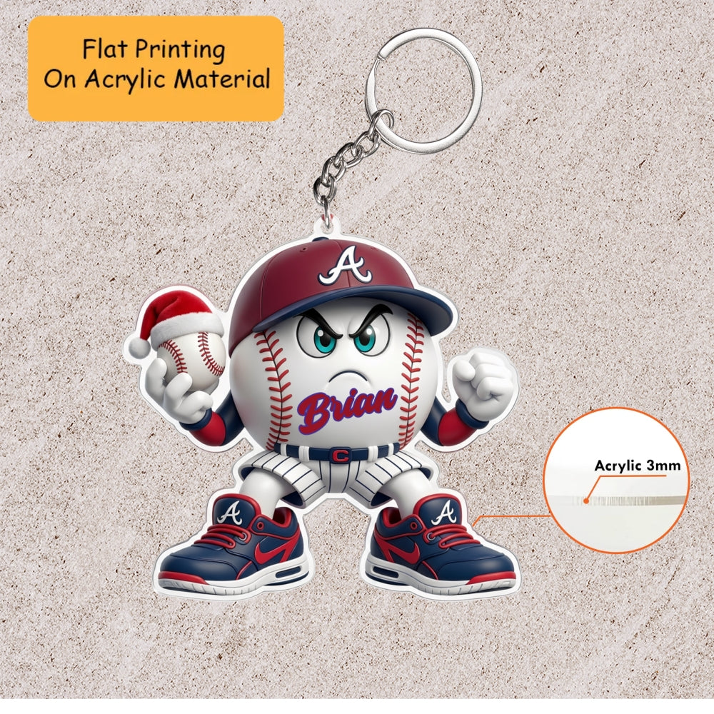 Personalized Baseball Christmas Ornament, Angry Ball Baseball, Custom Ornament Christmas Gift, Keychain Baseball, Car Ornament Baseball