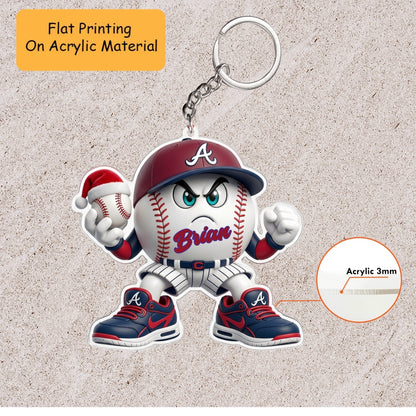 Personalized Baseball Christmas Ornament, Angry Ball Baseball, Custom Ornament Christmas Gift, Keychain Baseball, Car Ornament Baseball