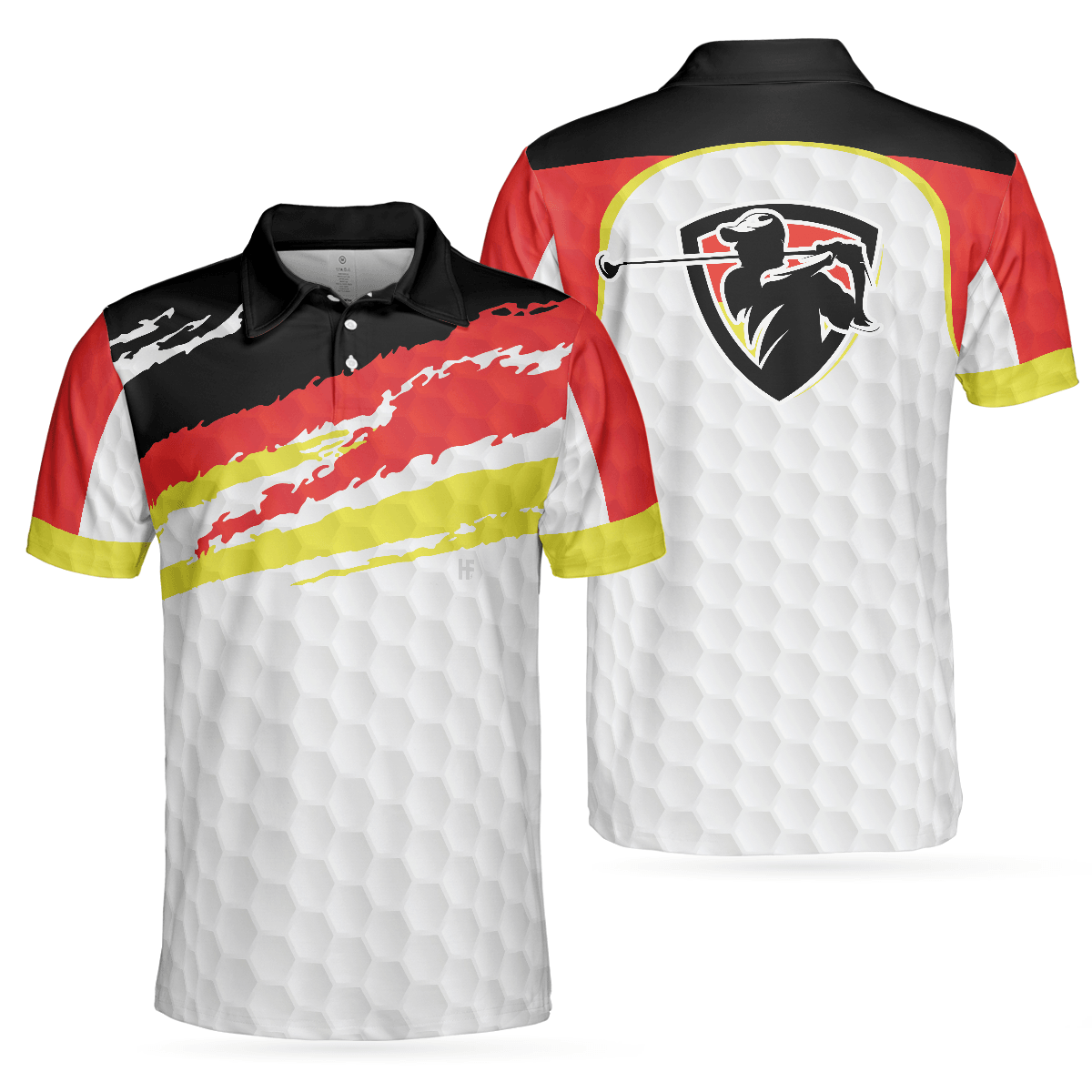 German Flag Golf Texture Short Sleeve All Over Print Men Polo Shirt, Paint Art Polo Shirt, Best Golf Shirt For Men - Amzanimalsgift