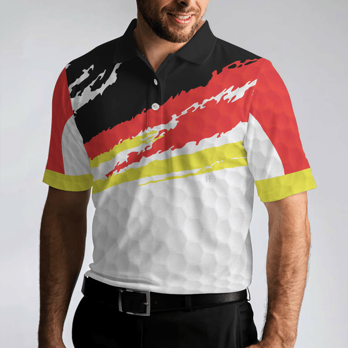 German Flag Golf Texture Short Sleeve All Over Print Men Polo Shirt, Paint Art Polo Shirt, Best Golf Shirt For Men - Amzanimalsgift