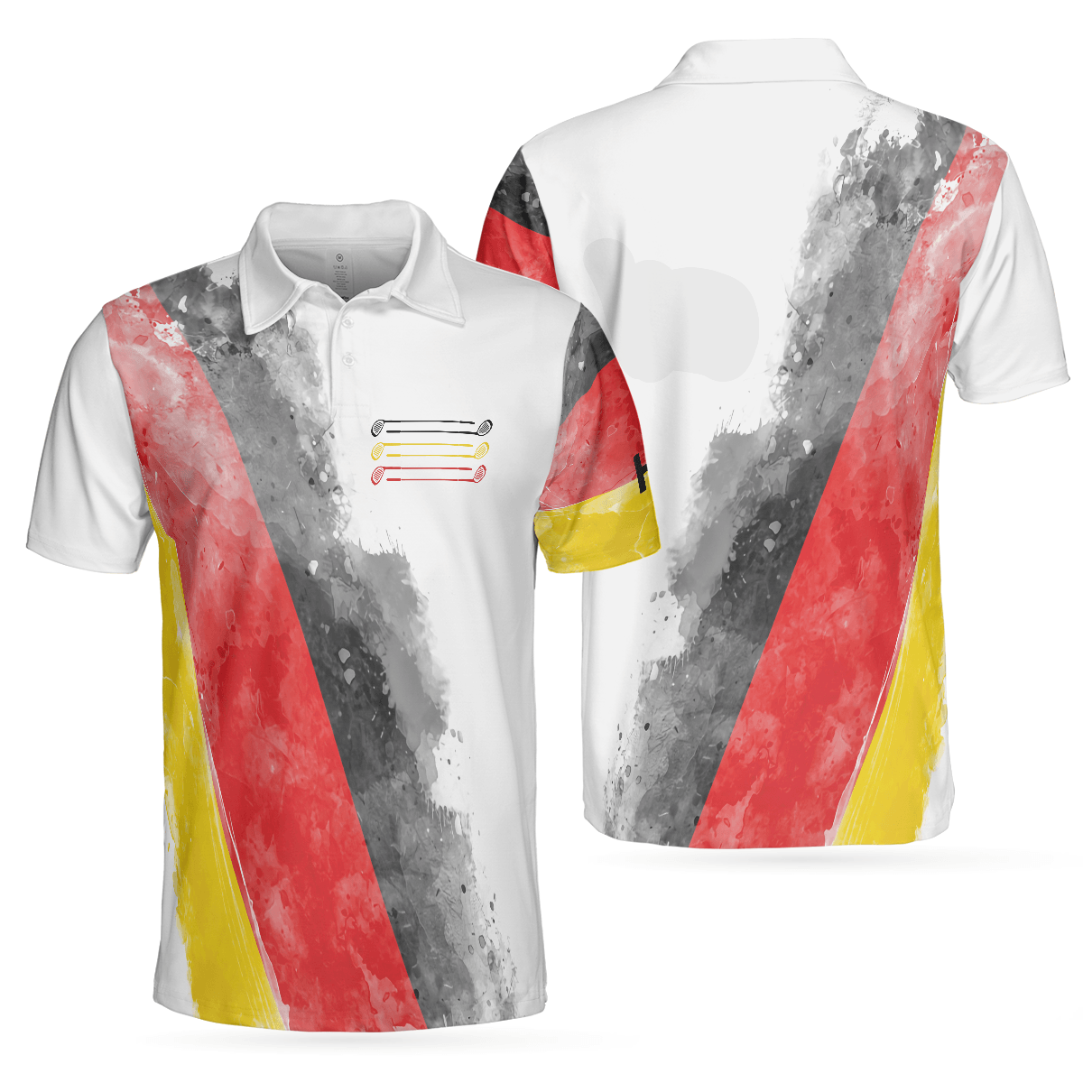 German Flag Special Golf Pattern Men Polo Shirt, Waterbrush Polo Shirt, Best Golf Shirt For Men - Amzanimalsgift