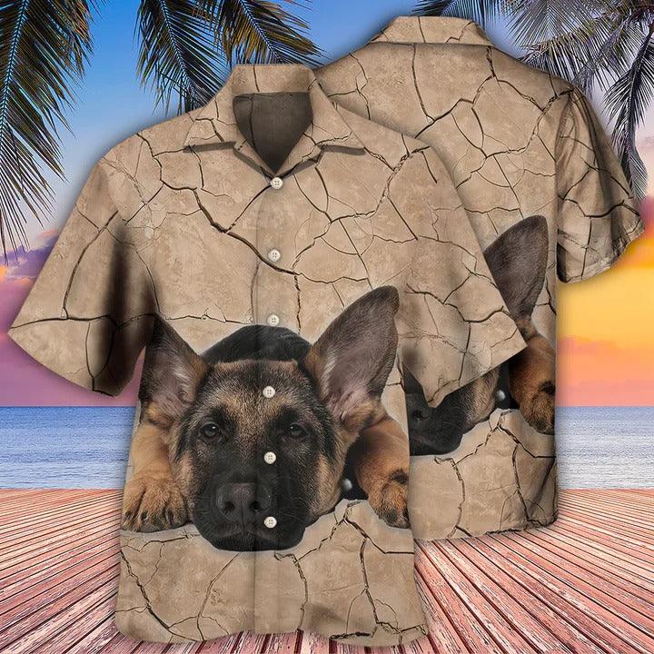 German Shepherd Aloha Hawaii Shirt - Dog On The Ground Hawaiian Shirt For Summer - Perfect Gift For Dog Lovers, Friend, Family - Amzanimalsgift