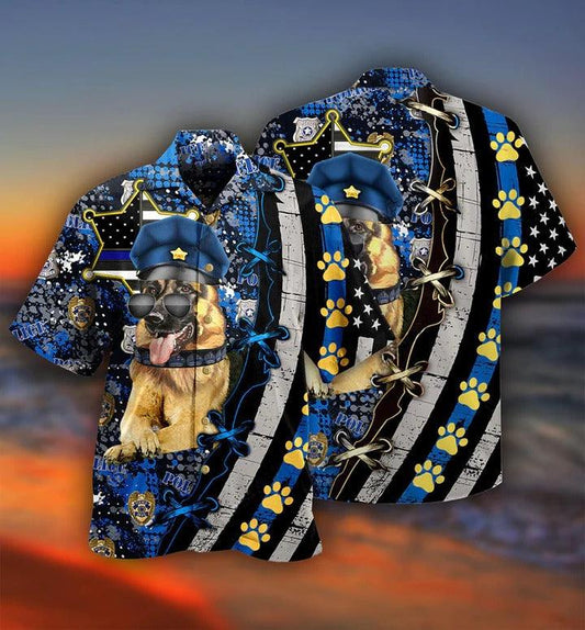 German Shepherd Aloha Hawaii Shirt - Dogs Back The Blue Hawaiian Shirt For Summer - Perfect Gift For Dog Lovers, Friend, Family - Amzanimalsgift