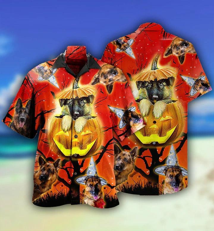 German Shepherd Aloha Hawaii Shirt - German Shepherd Dog Cute Halloween Hawaiian Shirt For Summer - Perfect Gift For Dog Lovers, Friend, Family - Amzanimalsgift